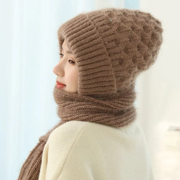 Premium Wollmütze für Damen in Beige - Handgefertigte Wintermütze aus Merinowolle